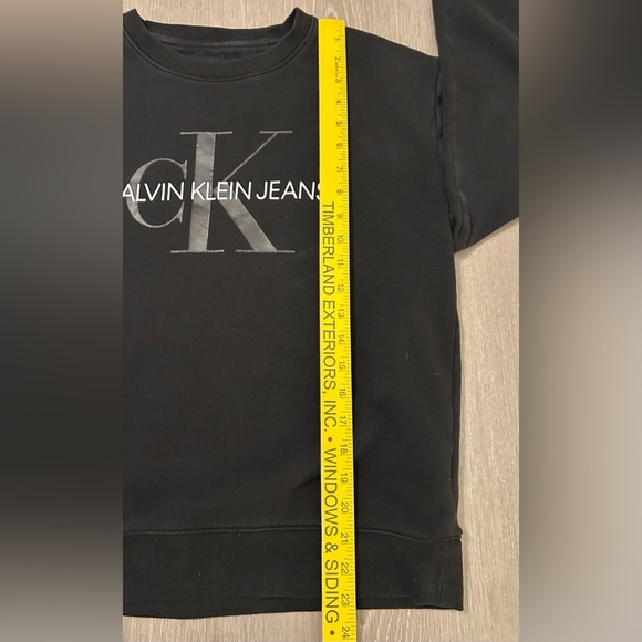 Women's Vintage 90's Calvin Klein Jeans Big Logo Black Sweatshirt Medium Crew - Picture 8 of 9